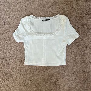 White laced crop top